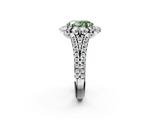 White gold Fancy Green Oval  Halo Split Shank Diamond Engagement Ring with Pave Band and Four-Prong Setting_56