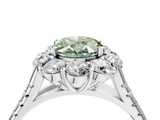 White gold Fancy Green Oval  Halo Split Shank Diamond Engagement Ring with Pave Band and Four-Prong Setting_58