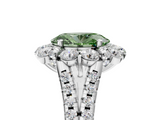 White gold Fancy Green Oval  Halo Split Shank Diamond Engagement Ring with Pave Band and Four-Prong Setting_59