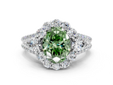 White gold Fancy Green Oval  Halo Split Shank Diamond Engagement Ring with Prong Setting_20