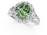 White gold Fancy Green Oval  Halo Split Shank Diamond Engagement Ring with Prong Setting_21