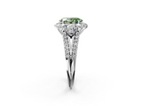 White gold Fancy Green Oval  Halo Split Shank Diamond Engagement Ring with Prong Setting_22
