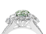 White gold Fancy Green Oval  Halo Split Shank Diamond Engagement Ring with Prong Setting_24