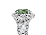 White gold Fancy Green Oval  Halo Split Shank Diamond Engagement Ring with Prong Setting_25