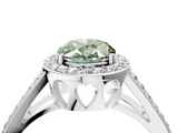 White gold Fancy Green Oval  Halo Split Shank Diamond Ring with Four-Prong Setting_54