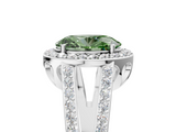 White gold Fancy Green Oval  Halo Split Shank Diamond Ring with Four-Prong Setting_55