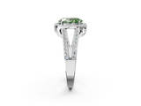 White gold Fancy Green Oval  Halo Split Shank Diamond Ring with Four-Prong Setting_57