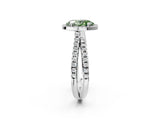 White gold Fancy Green Oval  Halo Split Shank Diamond Ring with Pavé Setting_40