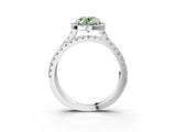 White gold Fancy Green Oval  Halo Split Shank Diamond Ring with Pavé Setting_40