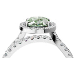 White gold Fancy Green Oval  Halo Split Shank Diamond Ring with Pavé Setting_41
