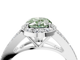White gold Fancy Green Oval  Halo Split Shank Diamond Ring with Prong Setting_24