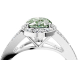 White gold Fancy Green Oval  Halo Split Shank Pave Diamond Ring with Four-Prong Setting_53