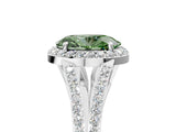 White gold Fancy Green Oval  Halo Split Shank Pave Diamond Ring with Four-Prong Setting_54