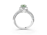 White gold Fancy Green Oval  Halo Split Shank Pave Diamond Ring with Petal Prong Setting_35