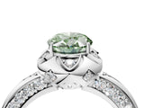 White gold Fancy Green Oval  Halo Split Shank Pave Diamond Ring with Petal Prong Setting_36