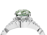 White gold Fancy Green Oval  Halo Twist Band Solitaire Prong Setting Ring_98