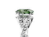 White gold Fancy Green Oval  Halo Twist Band Solitaire Prong Setting Ring_99