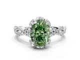 White gold Fancy Green Oval  Halo Twist Band Solitaire Ring with Six-Prong Setting_32