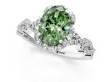 White gold Fancy Green Oval  Halo Twist Band Solitaire Ring with Six-Prong Setting_33