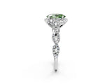White gold Fancy Green Oval  Halo Twist Band Solitaire Ring with Six-Prong Setting_34