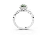 White gold Fancy Green Oval  Halo Twist Band Solitaire Ring with Six-Prong Setting_35