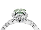 White gold Fancy Green Oval  Halo Twist Band Solitaire Ring with Six-Prong Setting_36