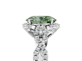 White gold Fancy Green Oval  Halo Twist Band Solitaire Ring with Six-Prong Setting_37