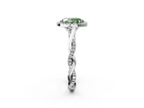 White gold Fancy Green Oval  Halo Twist Band Solitaire Ring_22