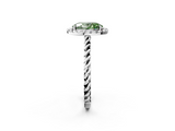White gold Fancy Green Oval  Halo Twisted Band Four-Prong Diamond Ring_22