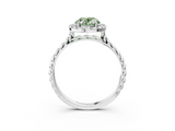 White gold Fancy Green Oval  Halo Twisted Band Four-Prong Diamond Ring_23