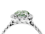 White gold Fancy Green Oval  Halo Twisted Band Four-Prong Diamond Ring_24