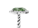 White gold Fancy Green Oval  Halo Twisted Band Four-Prong Diamond Ring_25