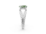 White gold Fancy Green Oval  Halo Twisted Band Four-Prong Ring_53