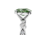 White gold Fancy Green Oval  Milgrain Bezel Diamond Engagement Ring with Solitaire Prong Setting_160