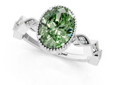 White gold Fancy Green Oval  Milgrain Marquise Diamond Twist Band Ring_63