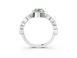 White gold Fancy Green Oval  Milgrain Marquise Diamond Twist Band Ring_64