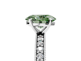 White gold Fancy Green Oval  Milgrain Pave Diamond Engagement Ring with Four-Prong Setting_186