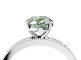 White gold Fancy Green Oval  Milgrain Pave Diamond Engagement Ring with Four-Prong Setting_186