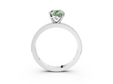 White gold Fancy Green Oval  Milgrain Pave Diamond Engagement Ring with Four-Prong Setting_191