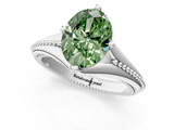 White gold Fancy Green Oval  Solitaire Beaded Band Six-Prong Setting_1