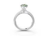 White gold Fancy Green Oval  Solitaire Beaded Band Six-Prong Setting_3
