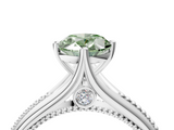White gold Fancy Green Oval  Solitaire Beaded Band Six-Prong Setting_4