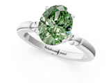 White gold Fancy Green Oval  Solitaire Beaded Band with Four-Prong Setting_75