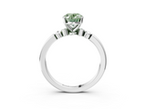 White gold Fancy Green Oval  Solitaire Beaded Band with Four-Prong Setting_77