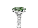 White gold Fancy Green Oval  Solitaire Bezel Accent Diamond Engagement Ring with Beaded Band and Four-Prong Setting_43