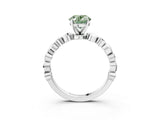 White gold Fancy Green Oval  Solitaire Bezel-Set Diamond Ring with Beaded Band and Four-Prong Setting_35