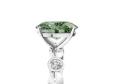 White gold Fancy Green Oval  Solitaire Bezel-Set Diamond Ring with Beaded Band and Four-Prong Setting_38