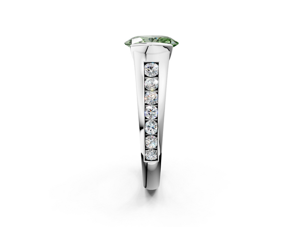 Platinum Oval Half Bezel Engagement Ring Setting for Fancy Green Center