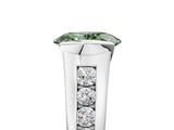 White gold Fancy Green Oval  Solitaire Bezel-Set Diamond Ring with Channel-Set Band_42