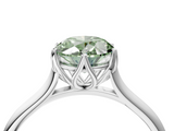 White gold Fancy Green Oval  Solitaire Cathedral Diamond Ring with Six-Prong Setting_21